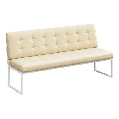 Next NLT.D-3 (Бежевая экокожа/Белый каркас) Диван трехместный