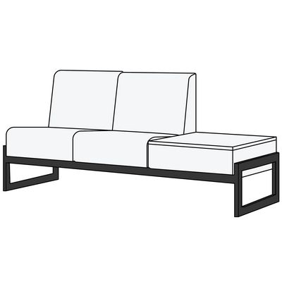 Сигма-люкс Д2Ст (Черная экокожа) Диван 2-х местный со столиком справа