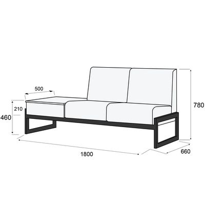 Сигма-люкс ДСт2 (Черная экокожа) Диван 2-х местный со столиком слева