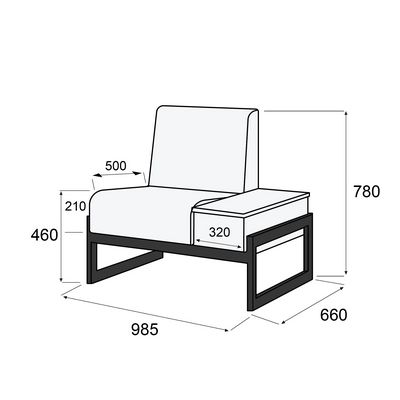 Сигма-люкс КрСтПр (Коричневая экокожа) Кресло со столиком справа