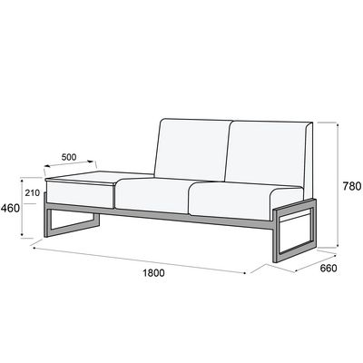 Сигма ДСт2 (Синяя экокожа) Диван 2-х местный со столиком слева