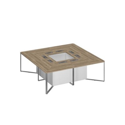 Speech Cube СП 117 ДС БП ХР (Дуб гладстоун светлый/Белый премиум) Стол для переговоров составной