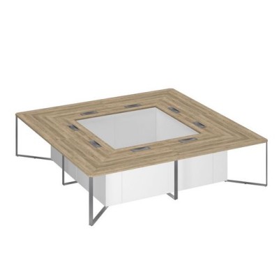 Speech Cube СП 118 ДС БП ХР (Дуб гладстоун светлый/Белый премиум) Стол для переговоров составной