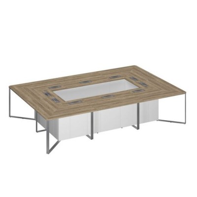 Speech Cube СП 119 ДС БП ХР (Дуб гладстоун светлый/Белый премиум) Стол переговорный составной