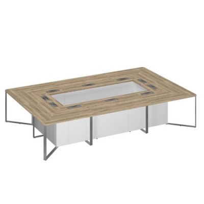 Speech Cube СП 120 ДС БП ХР (Дуб гладстоун светлый/Белый премиум) Стол составной для переговоров