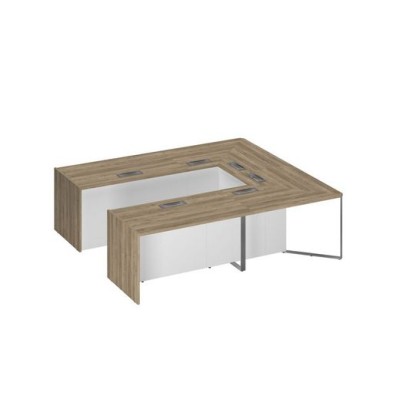 Speech Cube СП 123 ДС БП ХР (Дуб гладстоун светлый/Белый премиум) Стол для переговоров составной