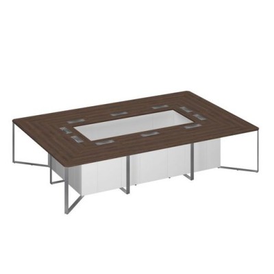 Speech Cube СП 119 ДГ БП ХР (Дуб гладстоун темный/Белый премиум) Стол переговорный составной