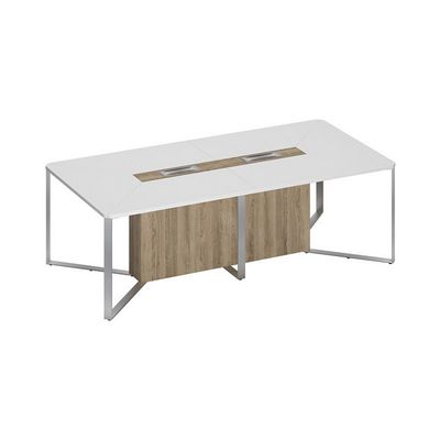 Speech СП 104 БП ДС ДС ХР (Белый премиум/Дуб гладстоун светлый) Стол для переговоров составной 2-секционный