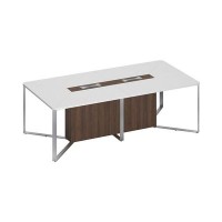 Speech СП 102 БП ДГ ДГ ХР (Белый премиум/Дуб гладстоун темный) Стол для переговоров составной 2-секционный