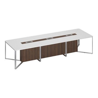 Speech СП 106 БП ДГ ДГ ХР (Белый премиум/Дуб гладстоун темный) Стол для переговоров составной 3-секционный