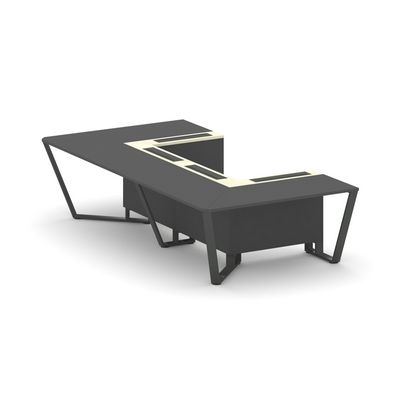 Steel Meet KMK-PR.B.SP-07P (Антрацит/Ваниль/Антрацит) Стол переговорный П-образный