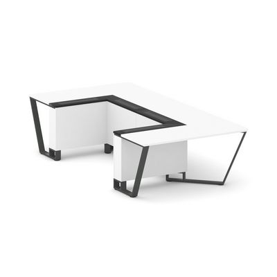 Steel Meet KM-PR.B.SP-07P (Белый бриллиант/Графит/Антрацит) Стол переговорный П-образный