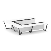 Steel Meet KM-PR.B.SP-11P (Белый бриллиант/Графит/Антрацит) Стол переговорный П-образный