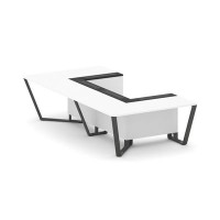 Steel Meet KMK-PR.B.SP-07P (Белый бриллиант/Графит/Антрацит) Стол переговорный П-образный