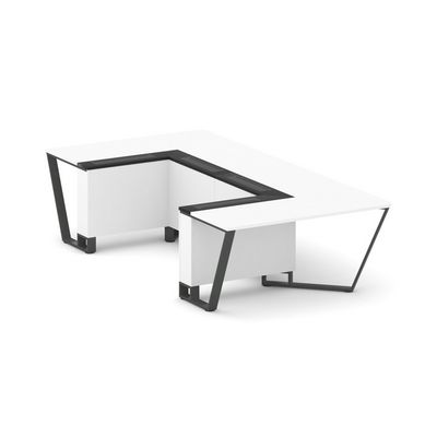 Steel Meet KMK-PR.B.SP-07P (Белый бриллиант/Графит/Антрацит) Стол переговорный П-образный