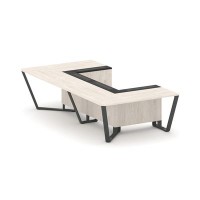 Steel Meet KM-PR.B.SP-07P (Денвер светлый/Графит/Антрацит) Стол переговорный П-образный