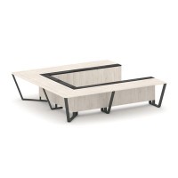 Steel Meet KM-PR.B.SP-11P (Денвер светлый/Графит/Антрацит) Стол переговорный П-образный