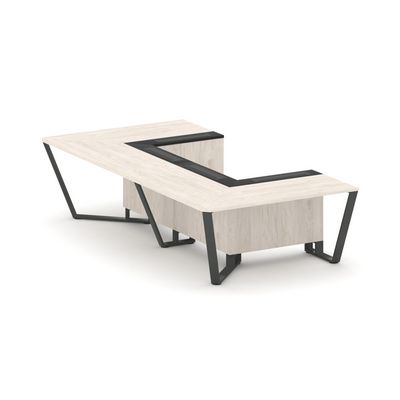 Steel Meet KMK-PR.B.SP-07P (Денвер светлый/Графит/Антрацит) Стол переговорный П-образный