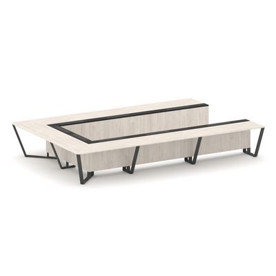 Steel Meet KMK-PR.B.SP-15P (Денвер светлый/Графит/Антрацит) Стол переговорный П-образный