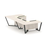 Steel Meet KM-PR.B.SP-07P (Денвер светлый/Ваниль/Антрацит) Стол переговорный П-образный