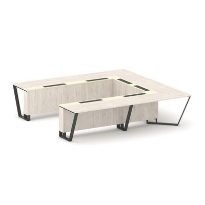 Steel Meet KM-PR.B.SP-11P (Денвер светлый/Ваниль/Антрацит) Стол переговорный П-образный