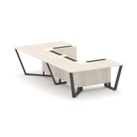 Steel Meet KMK-PR.B.SP-07P (Денвер светлый/Ваниль/Антрацит) Стол переговорный П-образный