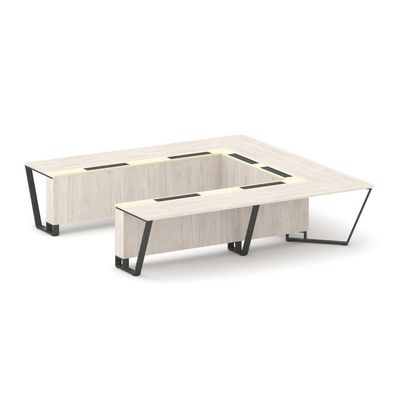 Steel Meet KMK-PR.B.SP-11P (Денвер светлый/Ваниль/Антрацит) Стол переговорный П-образный