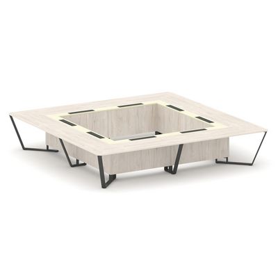 Steel Meet KMK-PR.B.SP-20K2 (Денвер светлый/Ваниль/Антрацит) Стол переговорный квадратный