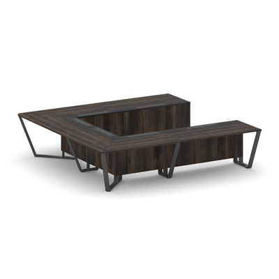 Steel Meet KM-PR.B.SP-11P (Дуб мали/Графит/Антрацит) Стол переговорный П-образный