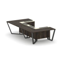 Steel Meet KM-PR.B.SP-07P (Дуб мали/Ваниль/Антрацит) Стол переговорный П-образный