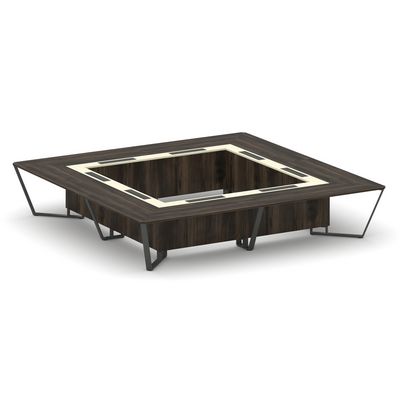 Steel Meet KM-PR.B.SP-20K2 (Дуб мали/Ваниль/Антрацит) Стол переговорный квадратный