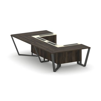 Steel Meet KMK-PR.B.SP-07P (Дуб мали/Ваниль/Антрацит) Стол переговорный П-образный