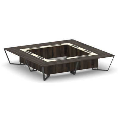 Steel Meet KMK-PR.B.SP-20K2 (Дуб мали/Ваниль/Антрацит) Стол переговорный квадратный