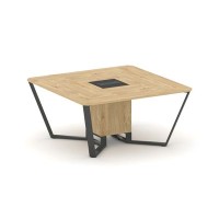 Steel Meet KM-PR.B.SP-08 (Тиквуд светлый/Графит/Антрацит) Стол переговорный квадратный