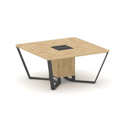 Steel Meet KM-PR.B.SP-08 (Тиквуд светлый/Графит/Антрацит) Стол переговорный квадратный