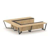 Steel Meet KM-PR.B.SP-11P (Тиквуд светлый/Графит/Антрацит) Стол переговорный П-образный