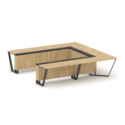 Steel Meet KM-PR.B.SP-11P (Тиквуд светлый/Графит/Антрацит) Стол переговорный П-образный