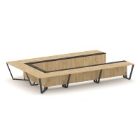 Steel Meet KM-PR.B.SP-15P (Тиквуд светлый/Графит/Антрацит) Стол переговорный П-образный