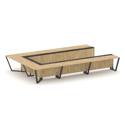 Steel Meet KM-PR.B.SP-15P (Тиквуд светлый/Графит/Антрацит) Стол переговорный П-образный