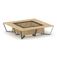 Steel Meet KM-PR.B.SP-16K (Тиквуд светлый/Графит/Антрацит) Стол переговорный квадратный