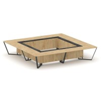 Steel Meet KM-PR.B.SP-20K2 (Тиквуд светлый/Графит/Антрацит) Стол переговорный квадратный