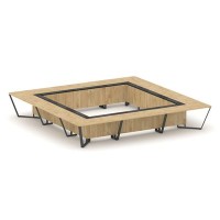 Steel Meet KM-PR.B.SP-24K (Тиквуд светлый/Графит/Антрацит) Стол переговорный квадратный