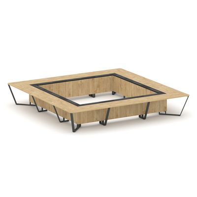 Steel Meet KM-PR.B.SP-24K (Тиквуд светлый/Графит/Антрацит) Стол переговорный квадратный