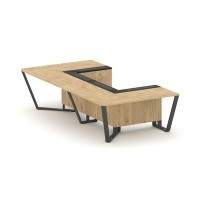 Steel Meet KMK-PR.B.SP-07P (Тиквуд светлый/Графит/Антрацит) Стол переговорный П-образный