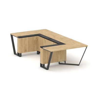 Steel Meet KMK-PR.B.SP-07P (Тиквуд светлый/Графит/Антрацит) Стол переговорный П-образный