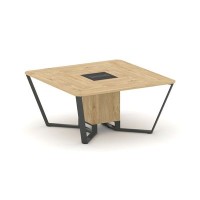 Steel Meet KMK-PR.B.SP-08 (Тиквуд светлый/Графит/Антрацит) Стол переговорный квадратный