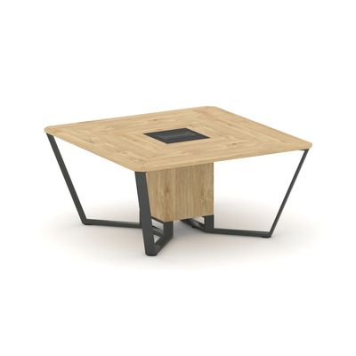 Steel Meet KMK-PR.B.SP-08 (Тиквуд светлый/Графит/Антрацит) Стол переговорный квадратный
