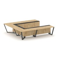 Steel Meet KMK-PR.B.SP-11P (Тиквуд светлый/Графит/Антрацит) Стол переговорный П-образный