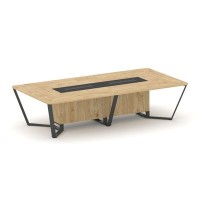 Steel Meet KMK-PR.B.SP-12 (Тиквуд светлый/Графит/Антрацит) Стол переговорный прямоугольный