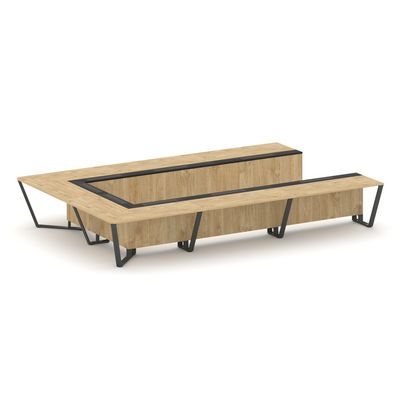 Steel Meet KMK-PR.B.SP-15P (Тиквуд светлый/Графит/Антрацит) Стол переговорный П-образный